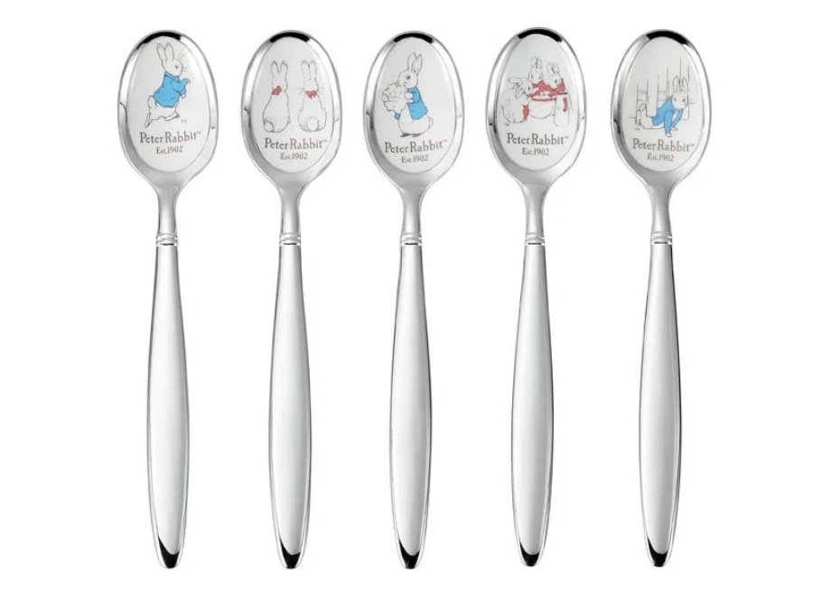 ピーターラビット】＜皿中七宝＞スプーン(銀仕上)5本セット - 日本製