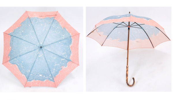 おしゃれな高級傘！一点ものの傘（日傘・雨傘）『墨流し染』波 8本骨50ｃｍ 婦人用長傘~日本製の手作り傘~ 【名入れ可】