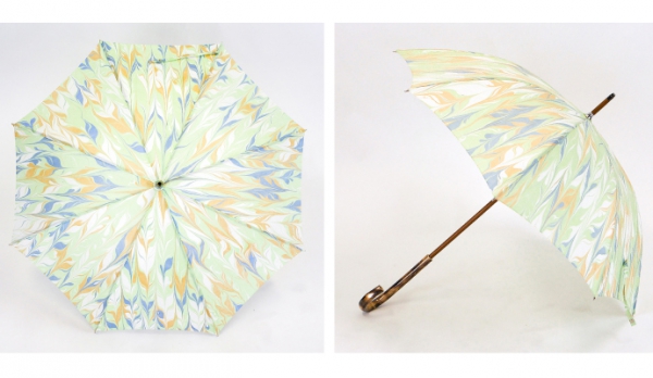 おしゃれな高級傘！一点ものの傘（日傘・雨傘）『墨流し染』若葉 8本骨50ｃｍ 婦人用長傘~日本製の手作り傘~ 【名入れ可】