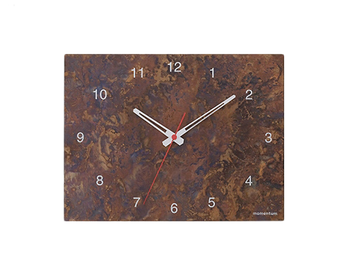 銅の壁掛け時計：time and space スクエア　レッド