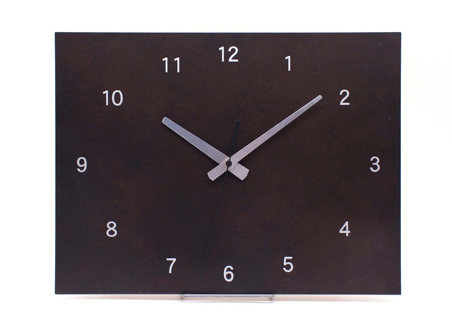 【送料無料】銅の壁掛け時計：time and space スクエア Ｌ　カラー　ブラック（斑紋黒染色）