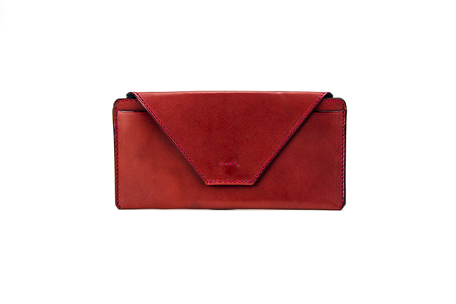 プレゼントにおすすめ！シンプルなフラップ長財布 〜上質な日本製革小物〜 名入れ可　女性に人気♪ボルドー