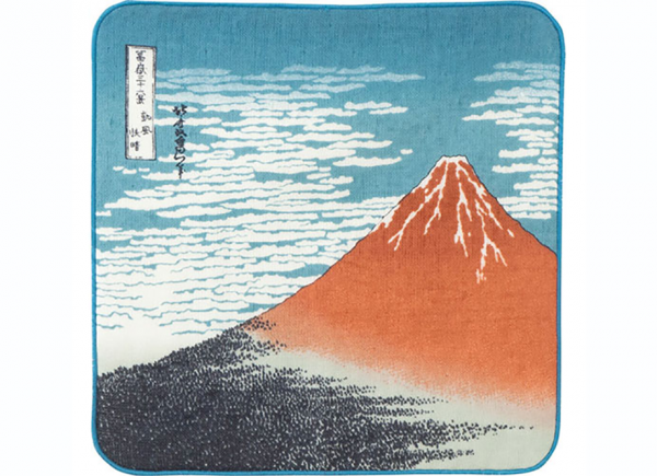 【プチギフトにおすすめ】浮世絵 ガーゼタオルハンカチ 赤富士 葛飾北斎